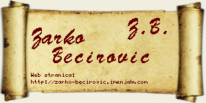 Žarko Bećirović vizit kartica